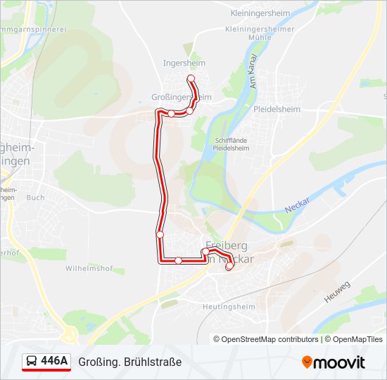 Автобус 446A: карта маршрута