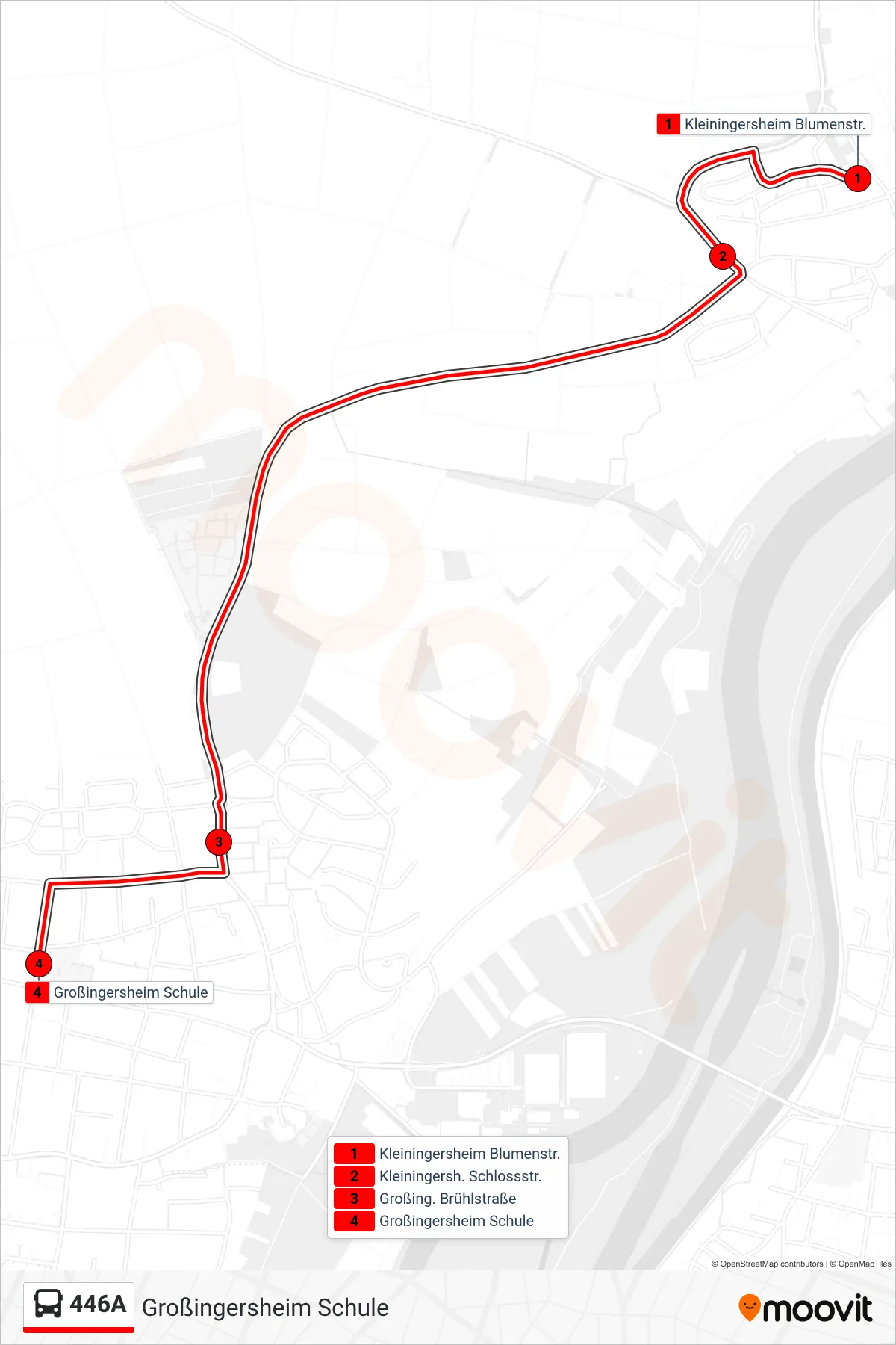 446A bus Line (Großingersheim Schule) route and stops on a map