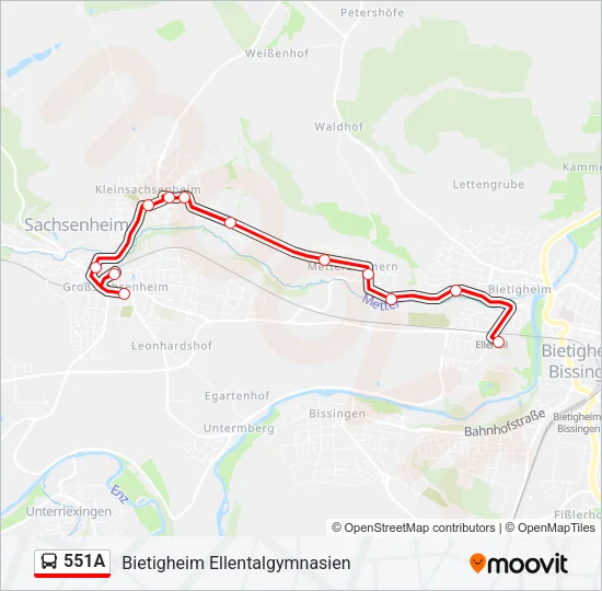 551A Bus Line Map