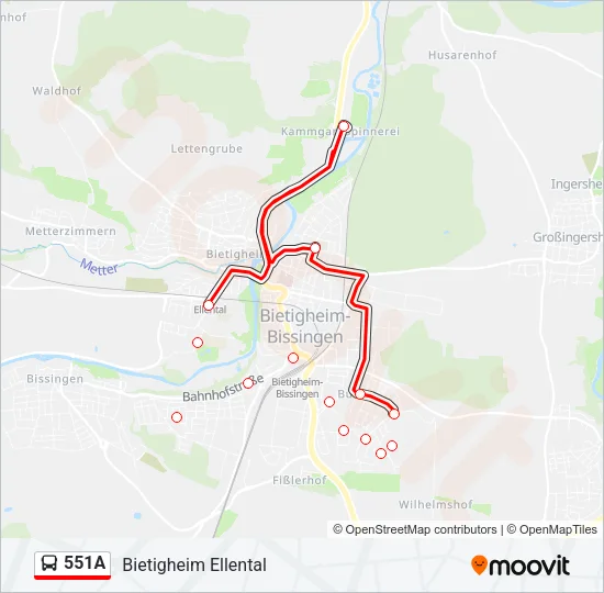 551A Bus Line Map