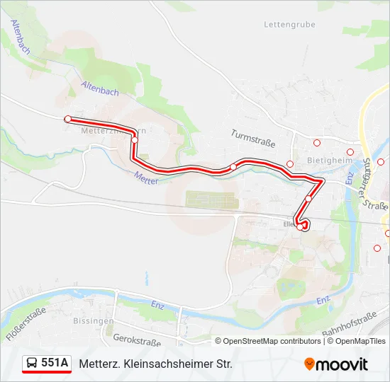 551A Bus Line Map