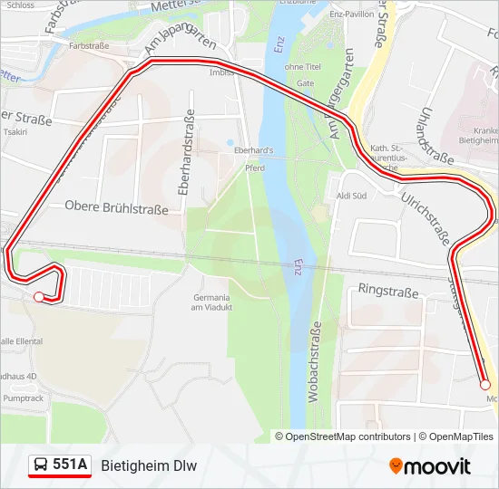 551A Bus Line Map
