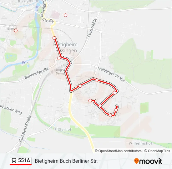 551A Bus Line Map