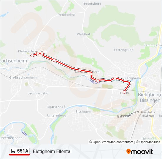 Bus 551A: карта маршрута