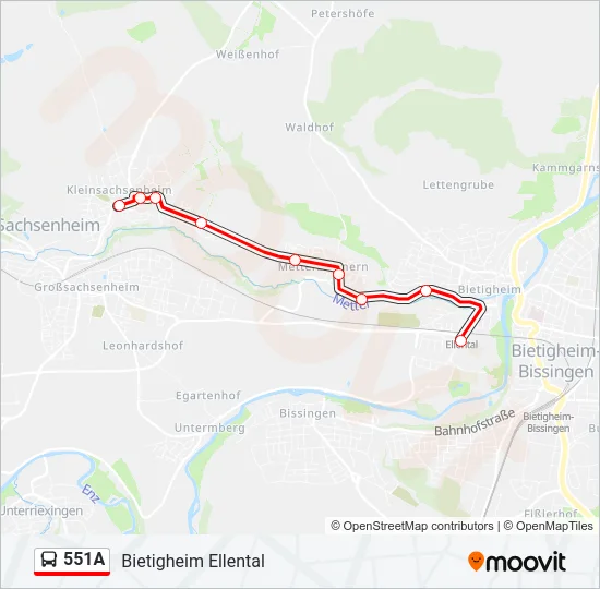 551A Bus Line Map