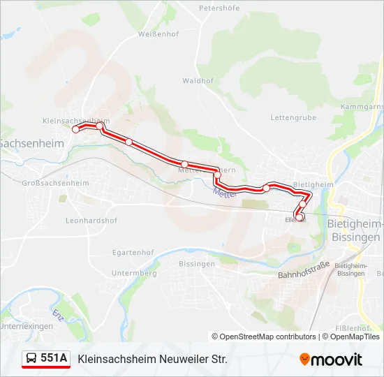 551A Bus Line Map