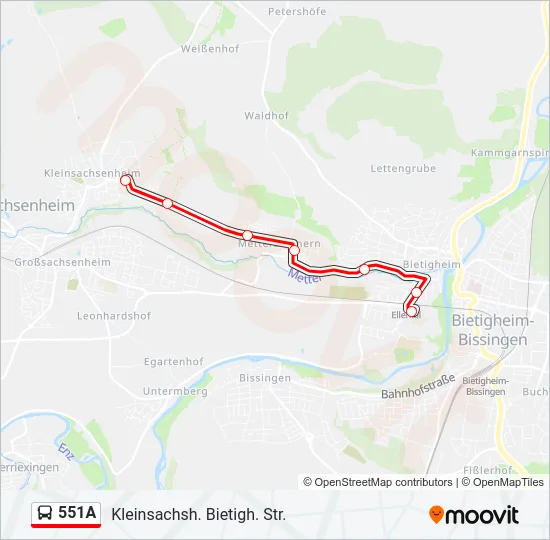 Автобус 551A: карта маршрута
