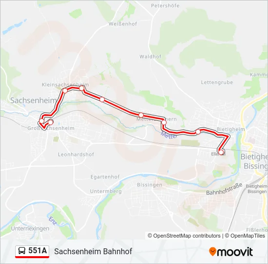 551A Bus Line Map