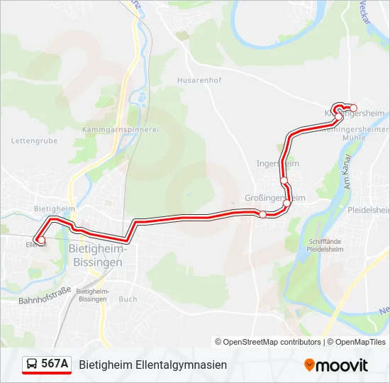 567A Bus Line Map