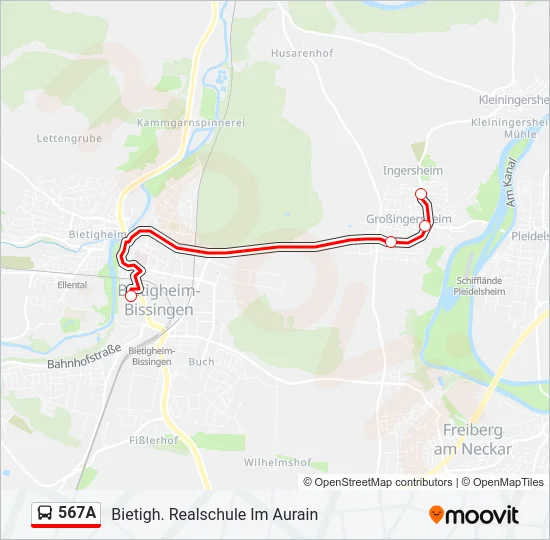 Автобус 567A: карта маршрута