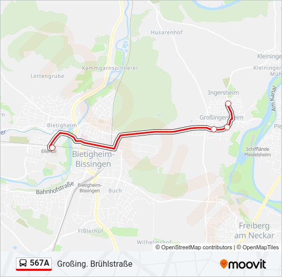 Автобус 567A: карта маршрута