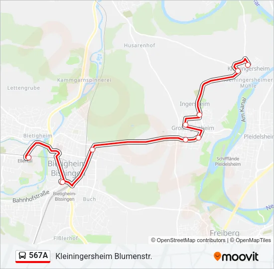 567A Bus Line Map