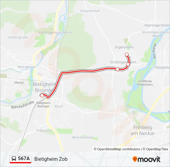 567A Bus Line Map