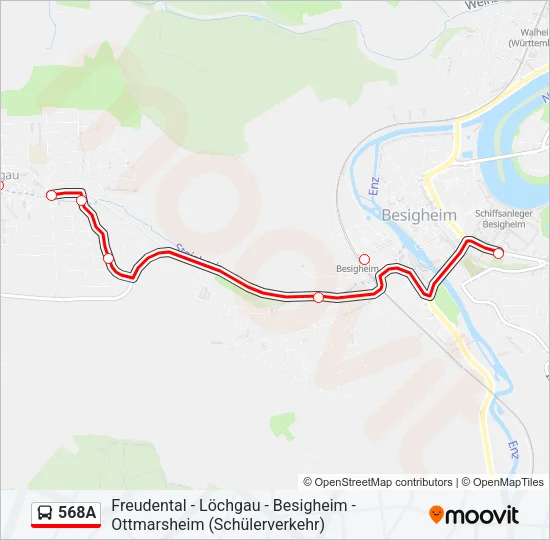 Автобус 568A: карта маршрута