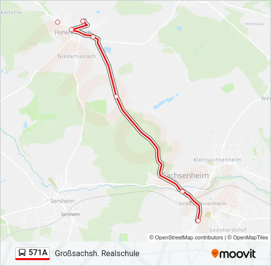 571A Bus Line Map