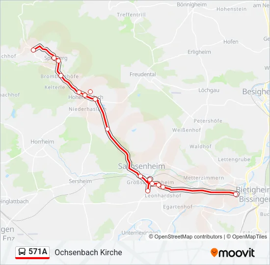 571A Bus Line Map
