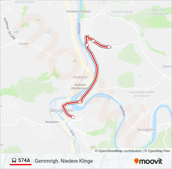 574A Bus Line Map