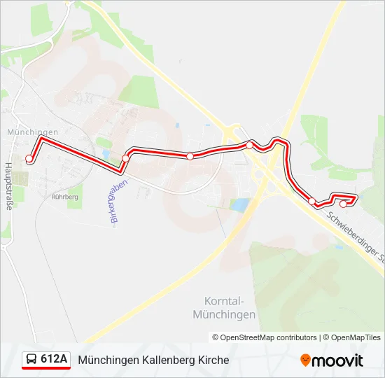 612A Bus Line Map