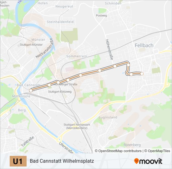 U1 Subway Line Map