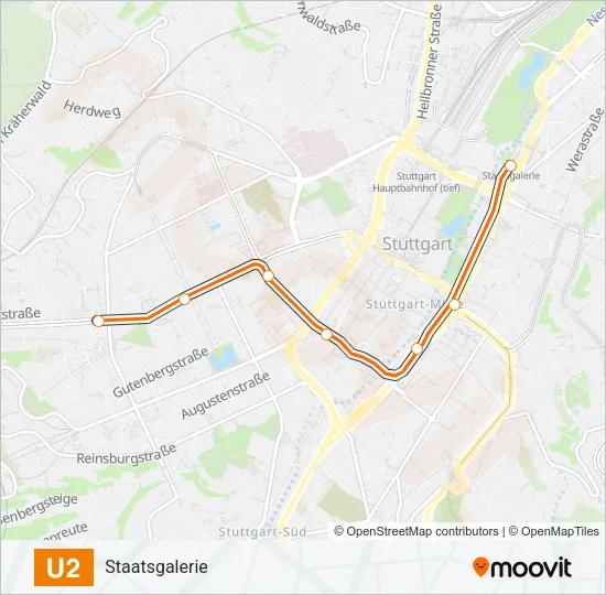 U2 Subway Line Map