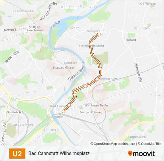 U2 Subway Line Map