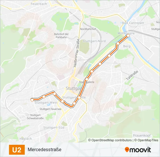 U2 Subway Line Map