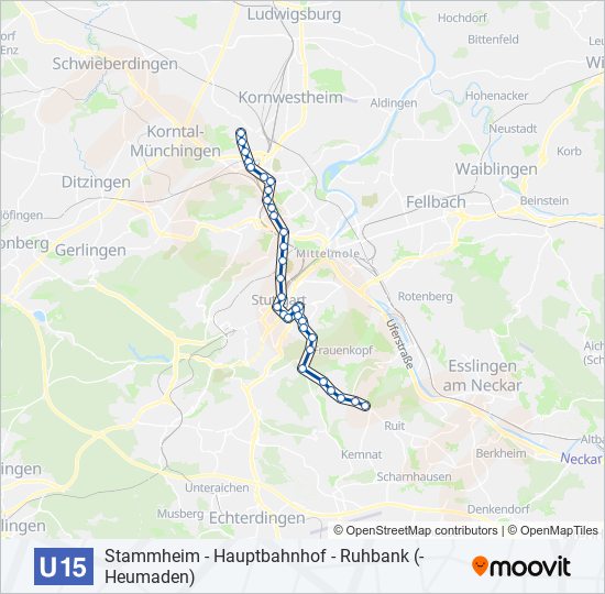 Метро U15: карта маршрута