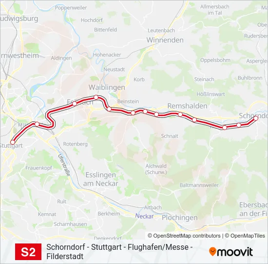 S-Bahn S2: карта маршрута