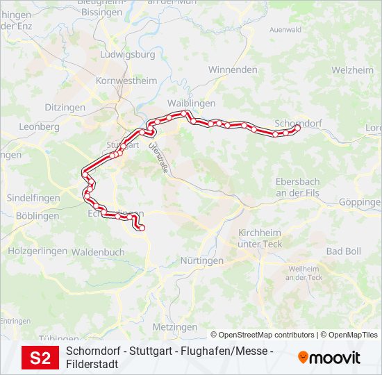 S2 S-Bahn Line Map