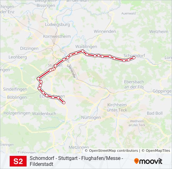 S2 S-Bahn Line Map