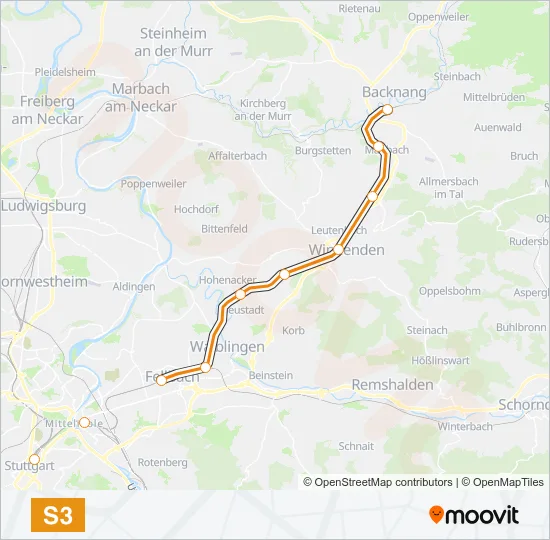 S3 S-Bahn Line Map