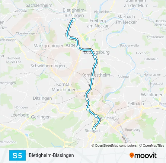 S-Bahn S5: карта маршрута