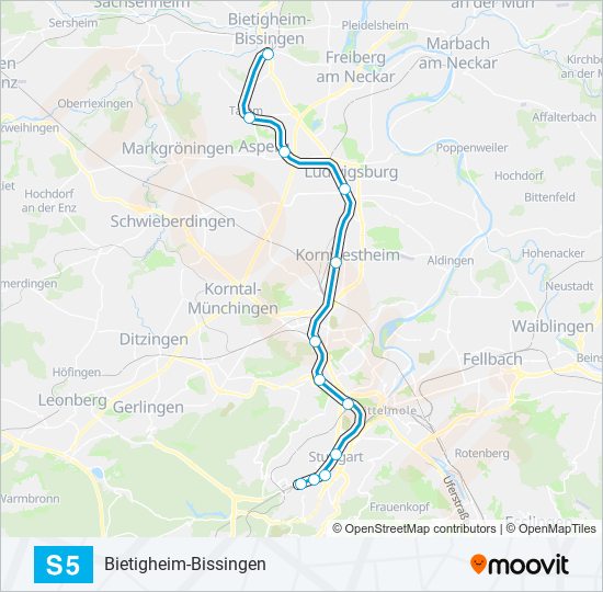 S-Bahn S5: карта маршрута
