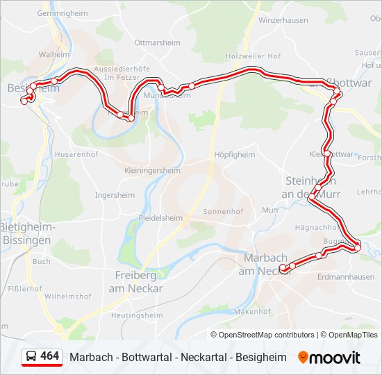 464 bus Line Map