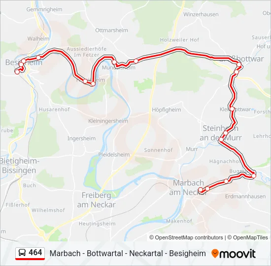 464 Bus Line Map