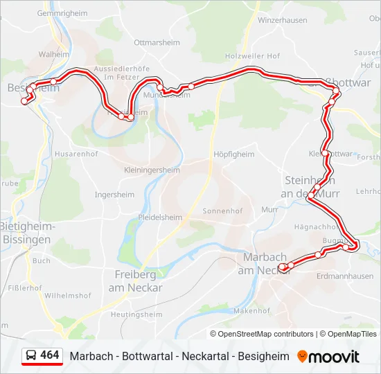 464 Bus Line Map