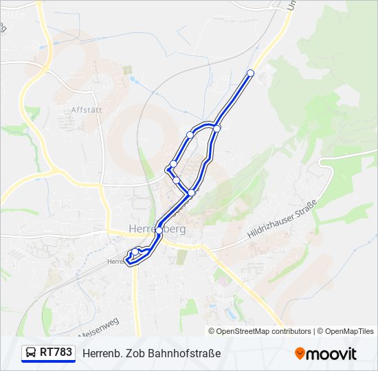Автобус RT783: карта маршрута