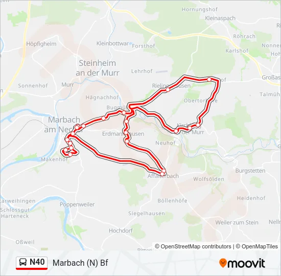 N40 Bus Line Map