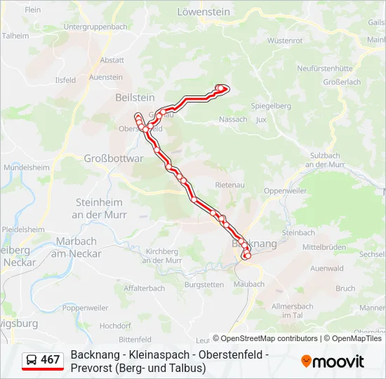 467 Bus Line Map