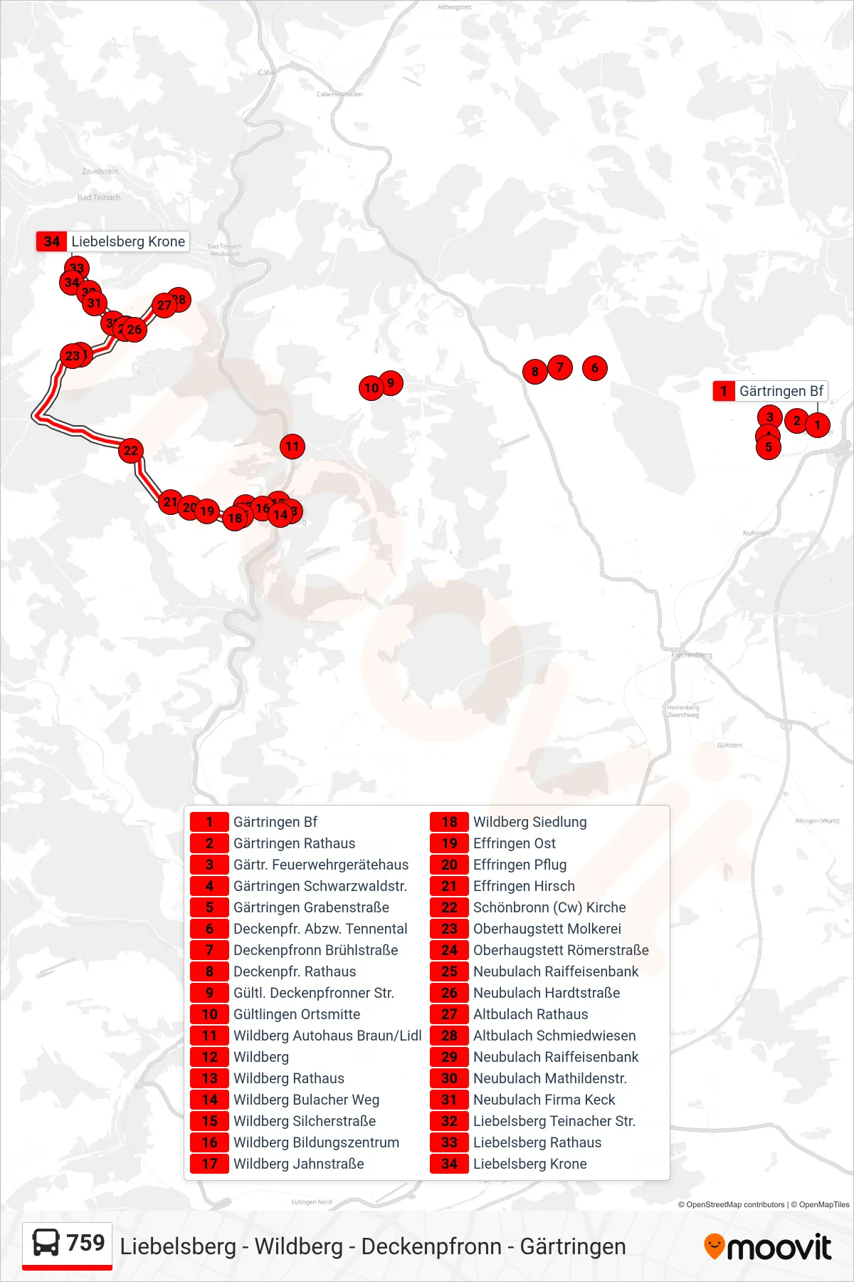 759 bus Line (Liebelsberg Krone) route and stops on a map