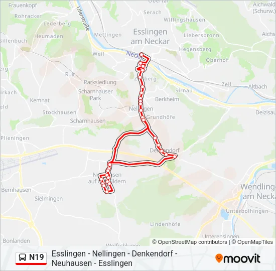 N19 Bus Line Map