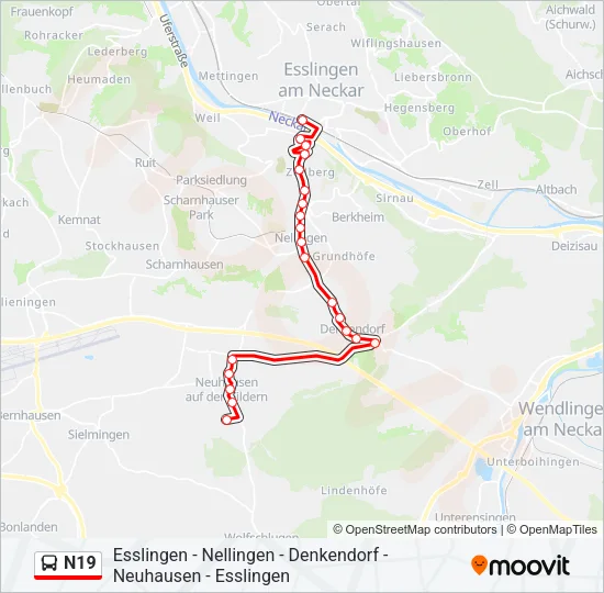 N19 Bus Line Map