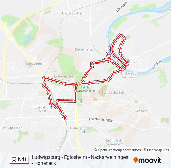 N41 bus Line Map