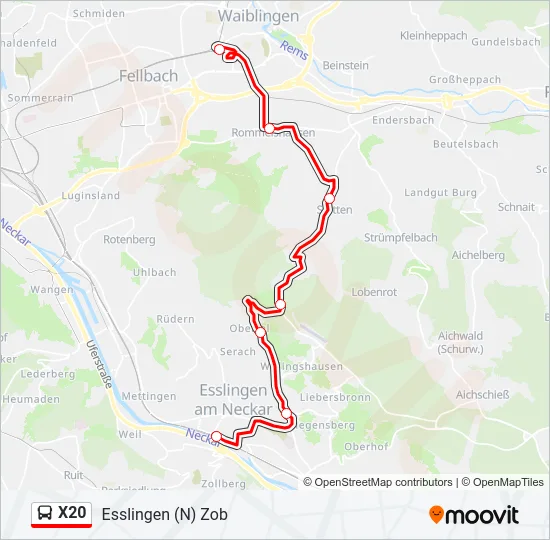 X20 Bus Line Map