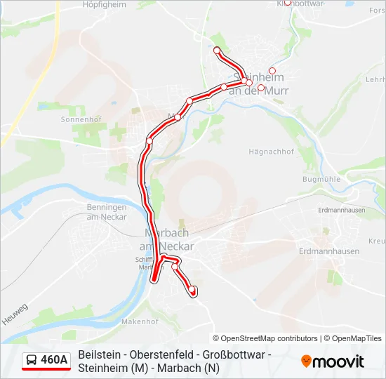 460A Bus Line Map