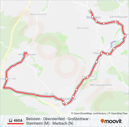 460A Bus Line Map