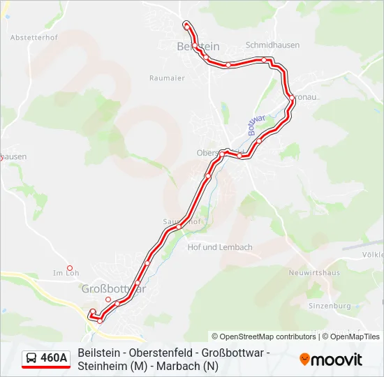 460A Bus Line Map