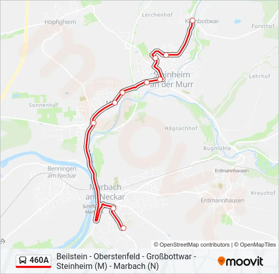 460A Bus Line Map