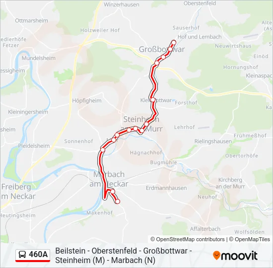 460A Bus Line Map