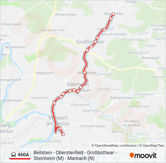 460A Bus Line Map